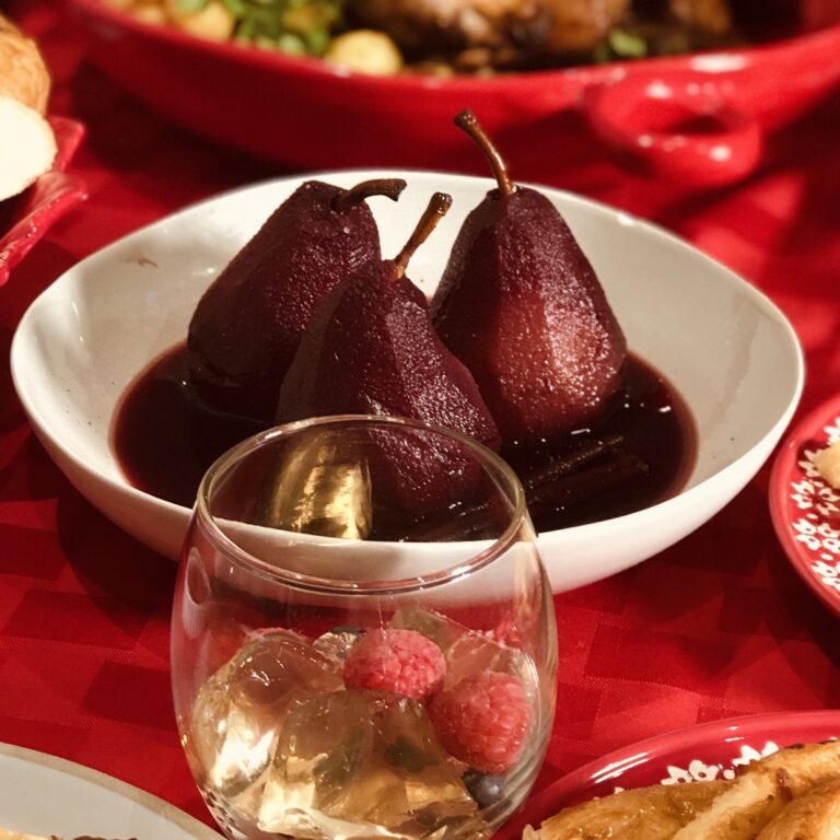 Poached Pears in Red Wine With Orange, Star Anise & Cinnamon