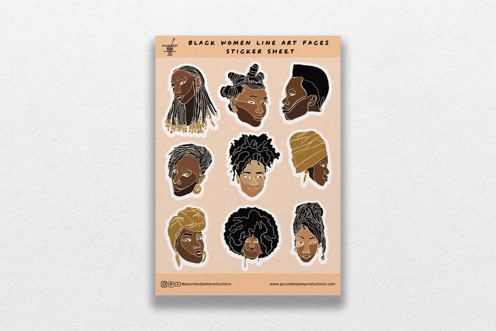 Single Line Black Women Illustrated Sticker Sheets