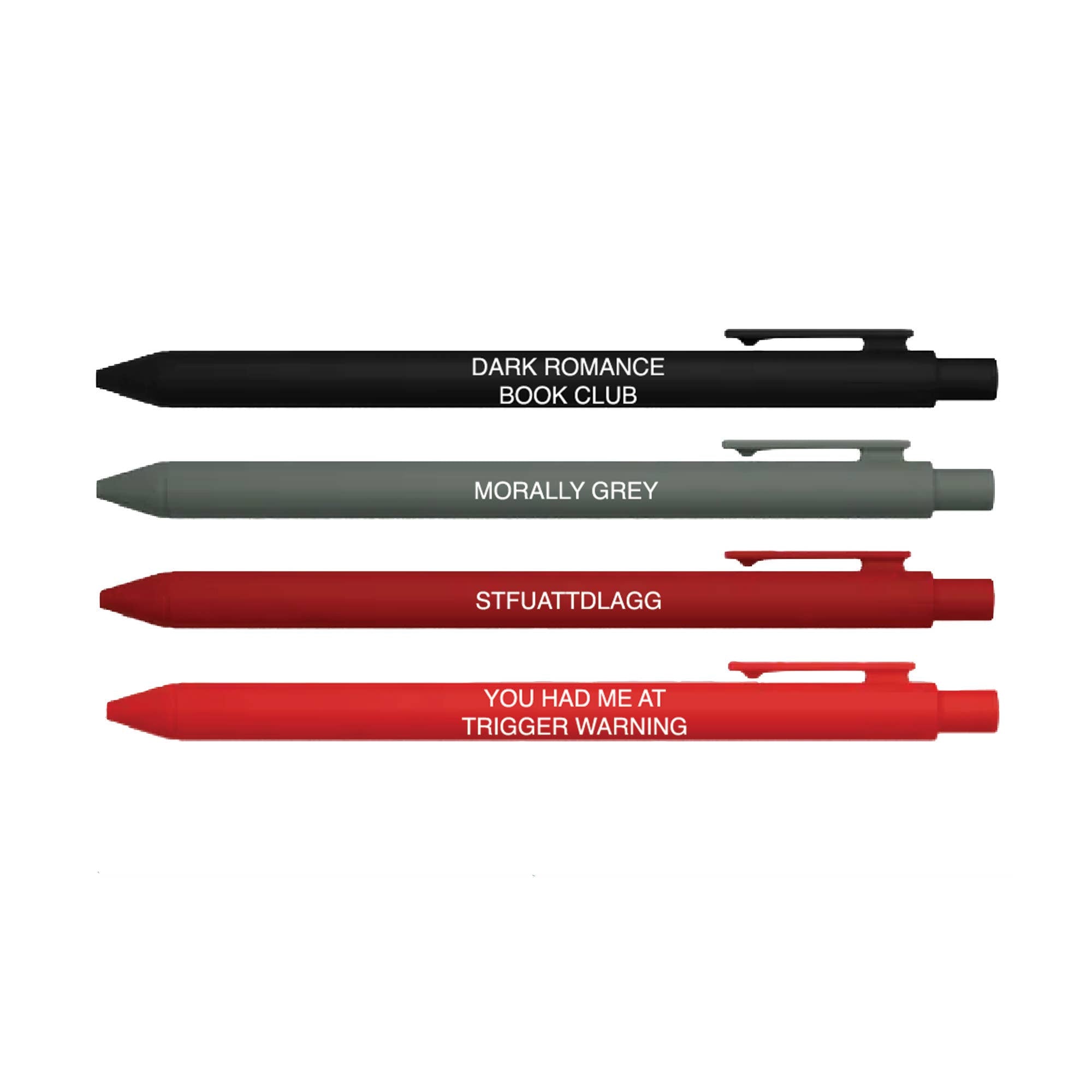Dark Romance Pen Set – Set of 4 Black Ink Click Pens