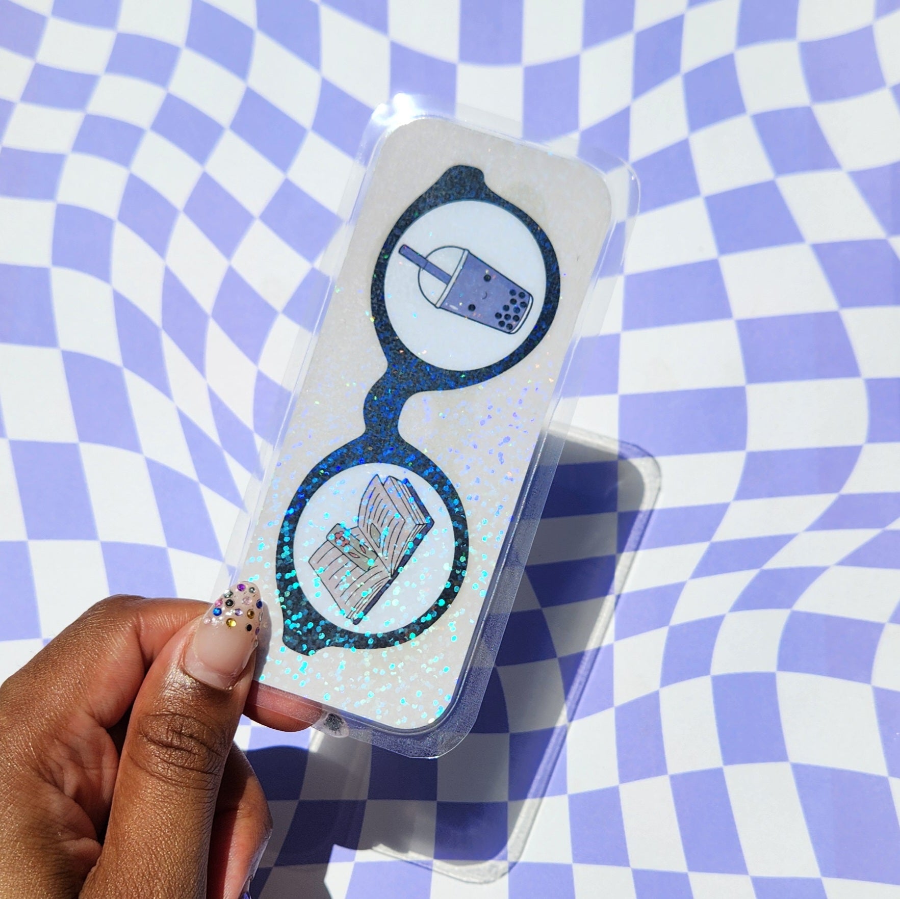 Books & Boba Holographic Bookmark
