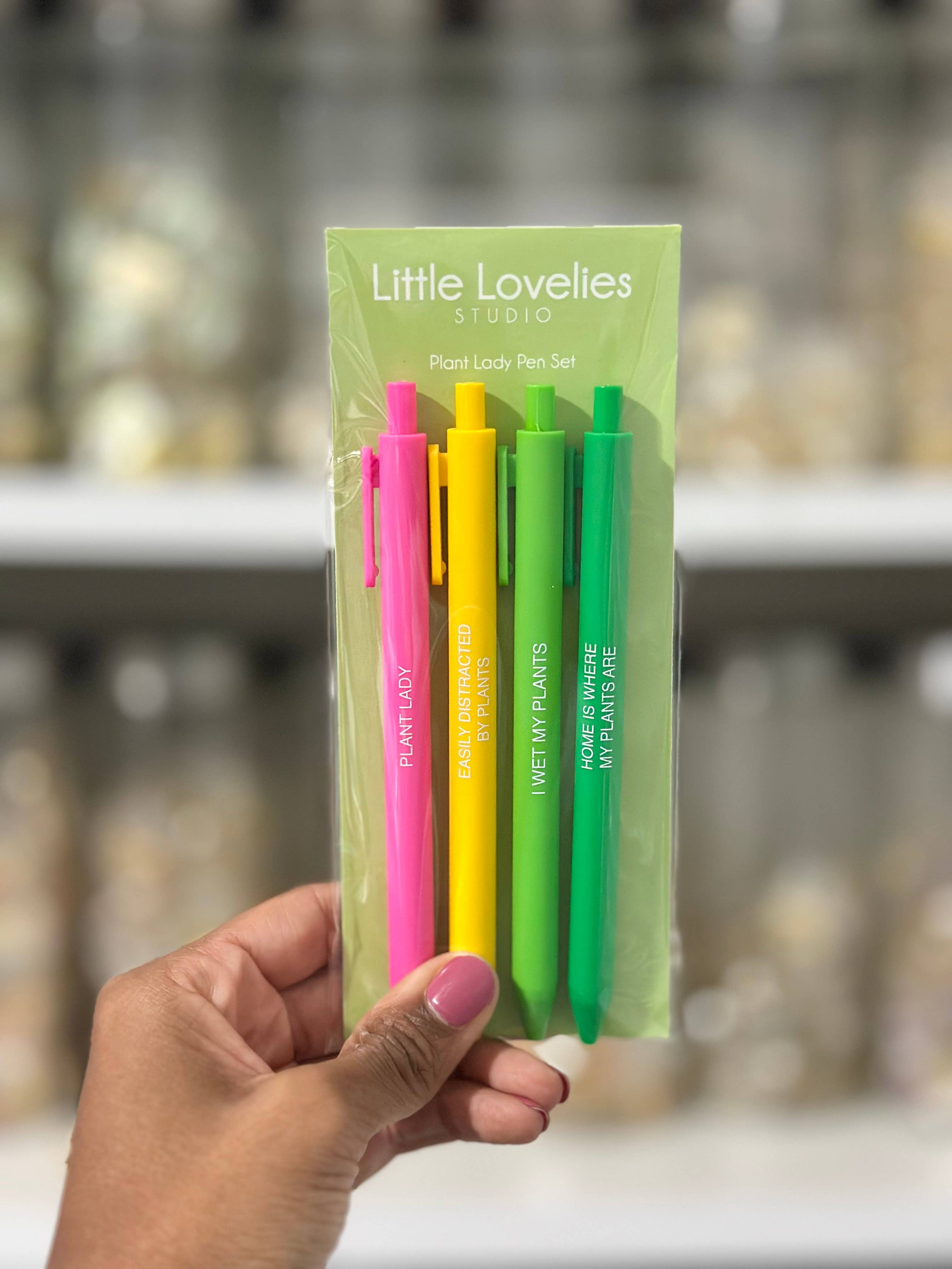 Plant Lady Pen Set – Funny 4 Pack of Black Ink Click Pens