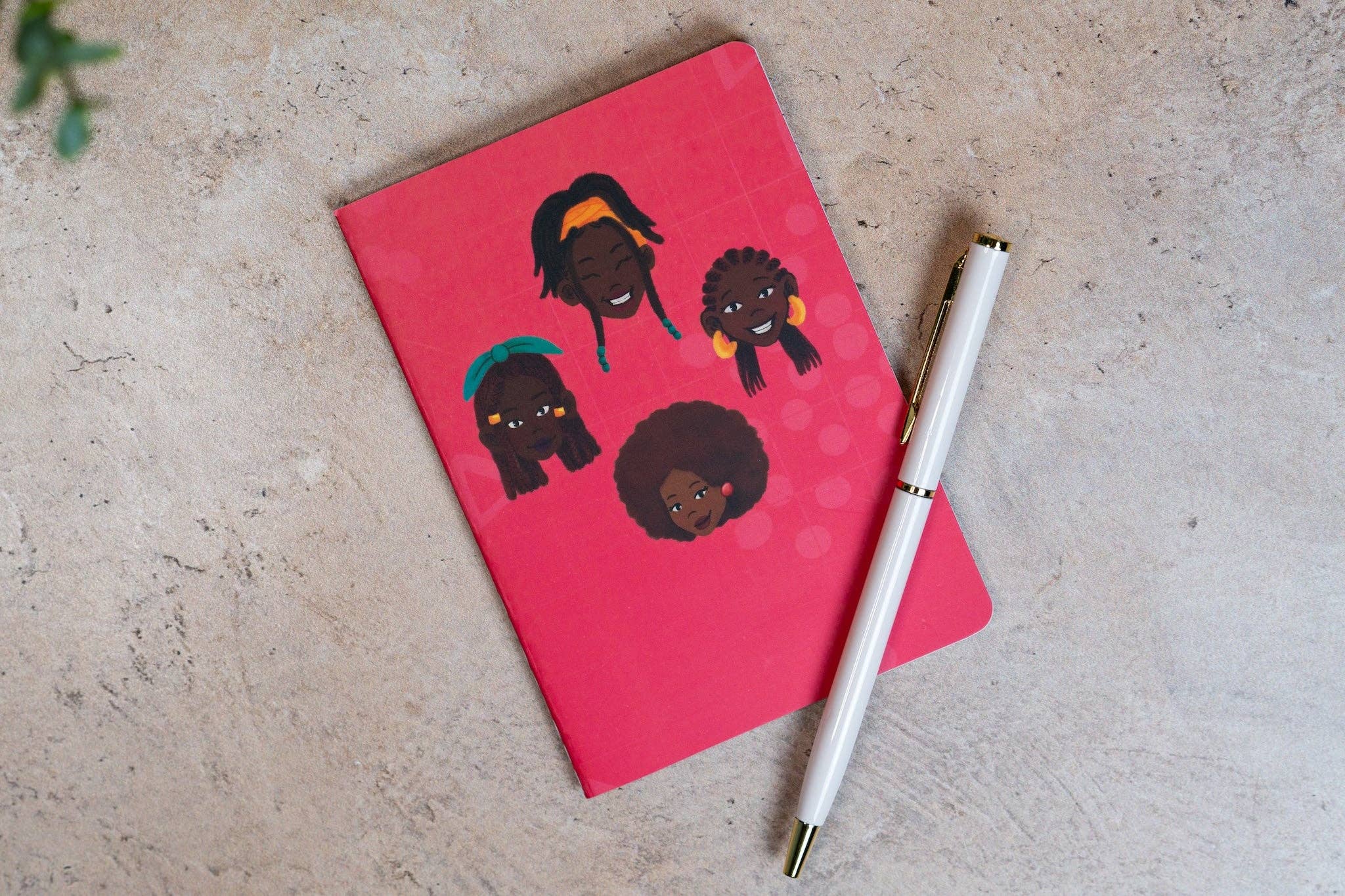 Black Girl Black Hair Pocket Notebook - Pink