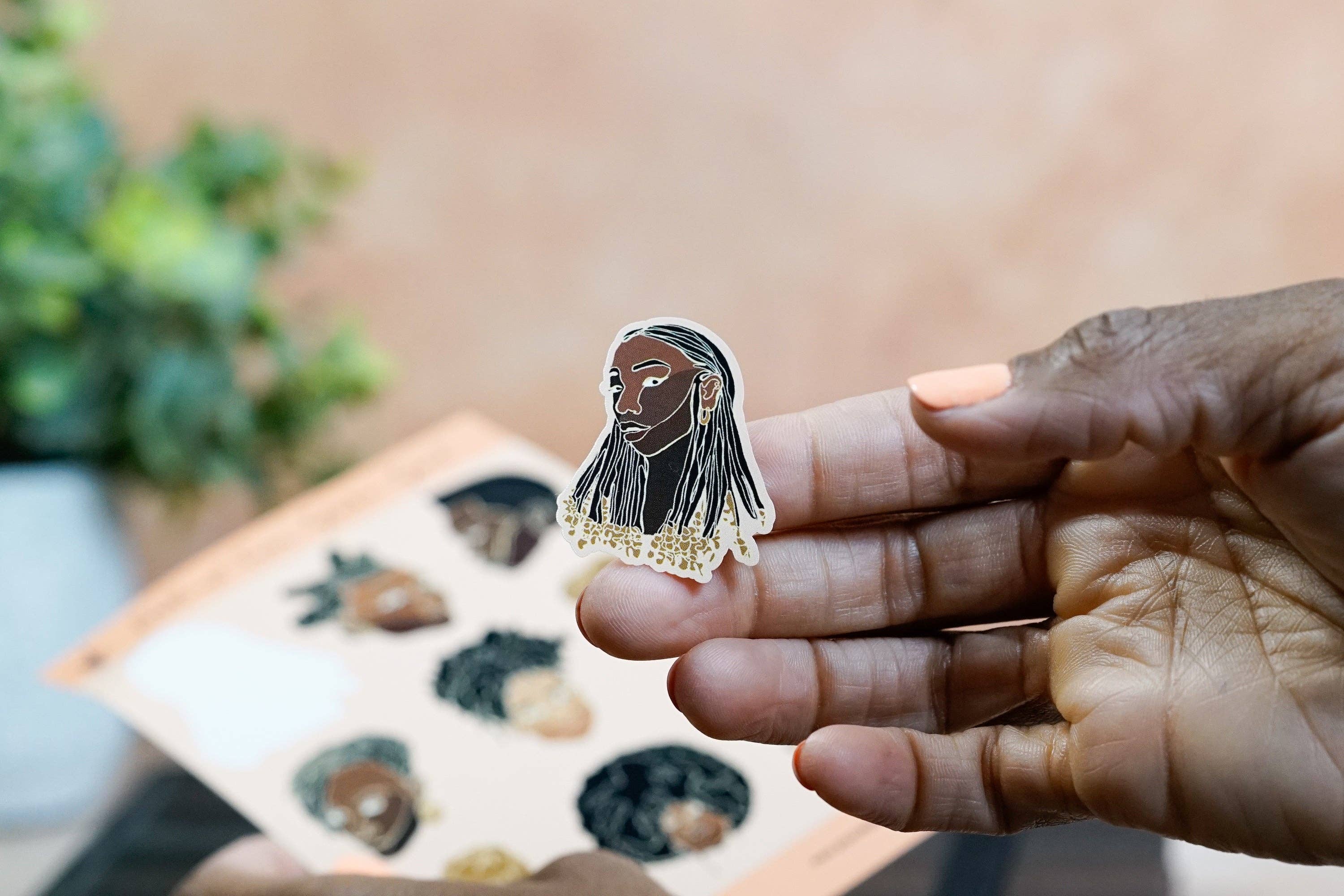Single Line Black Women Illustrated Sticker Sheets