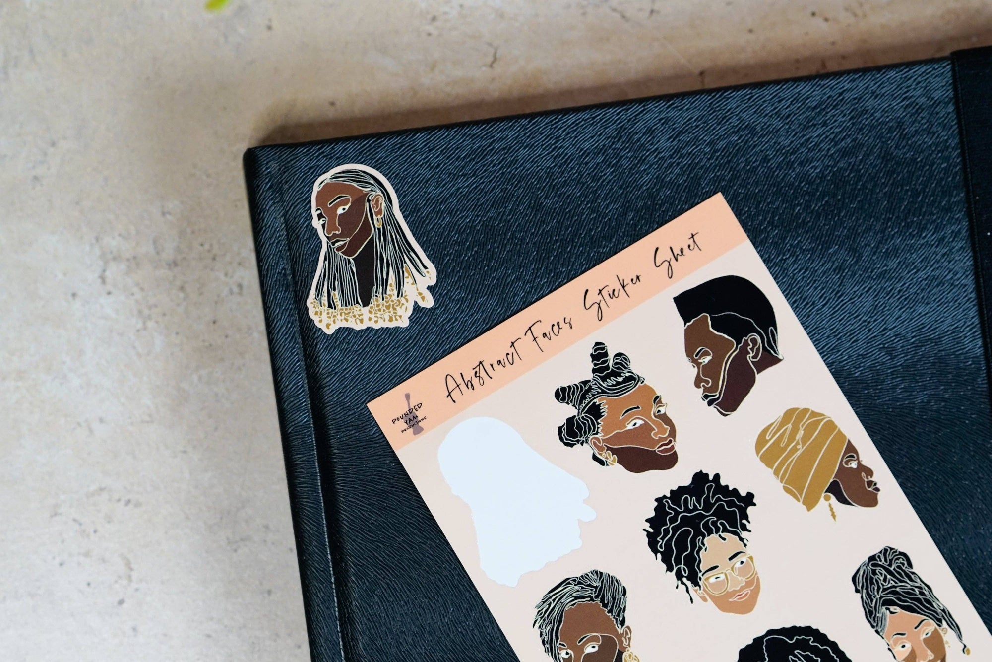 Single Line Black Women Illustrated Sticker Sheets