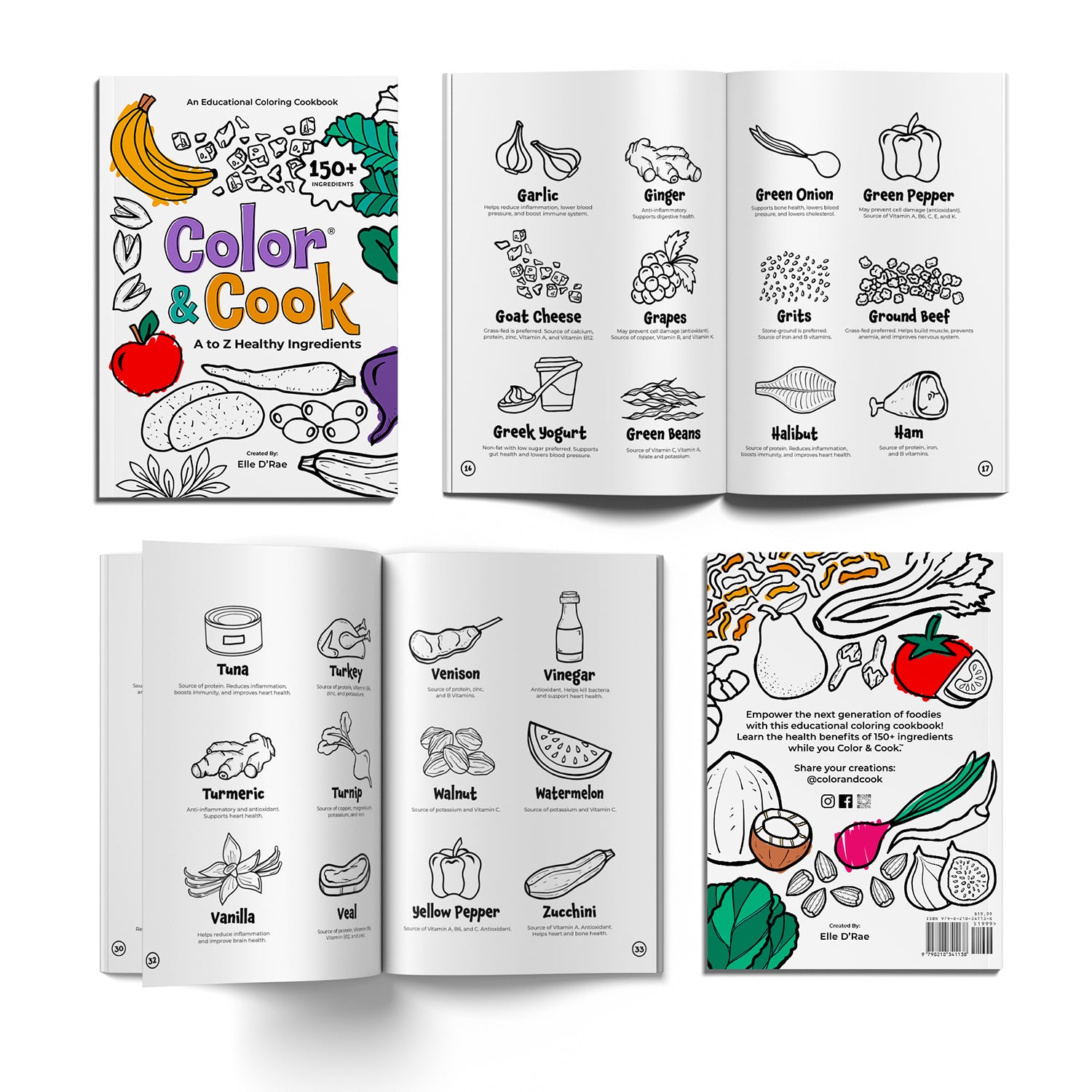 Color & Cook® A to Z Healthy Ingredients by Elle D'Rae