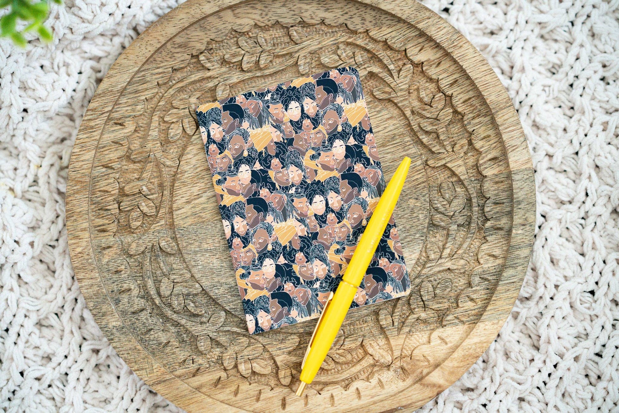 Black Women Line Art B7 Lined Pocket Notebook - Colored