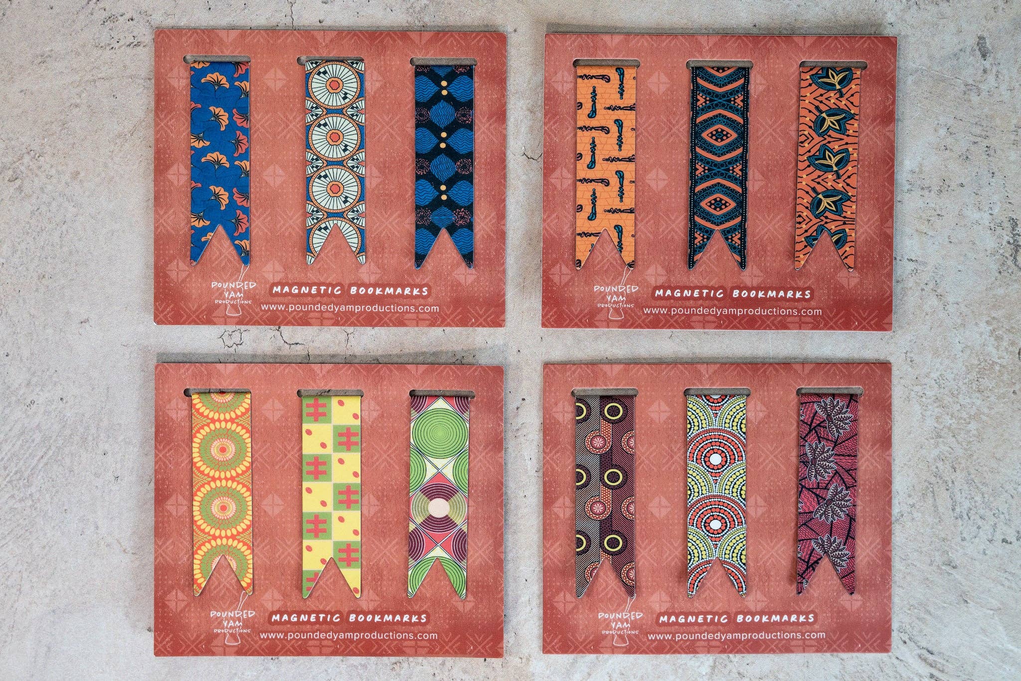 Magnetic Bookmark Set - African Print (Walking Sticks, Diamonds, Fans)