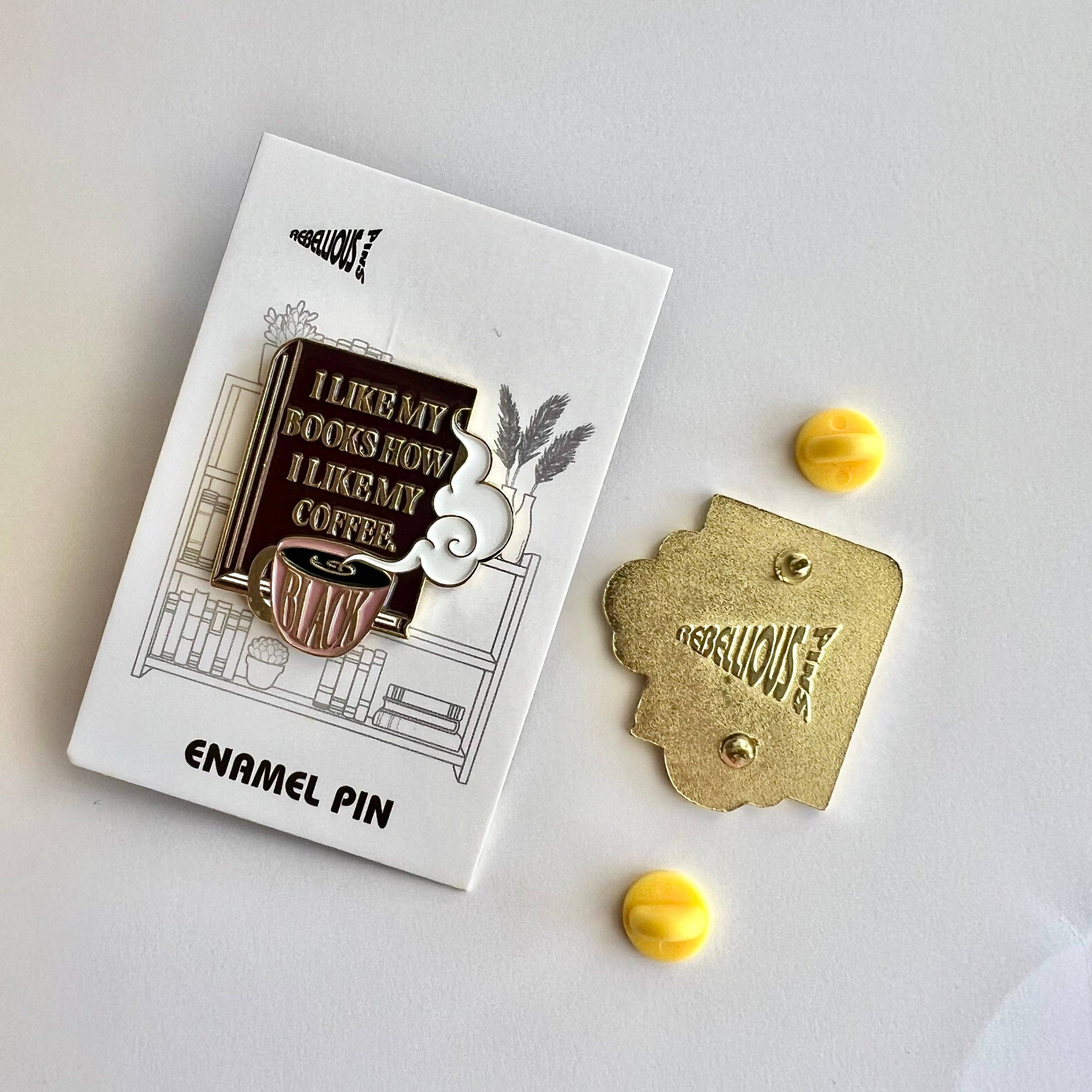 Enamel Pin | Black Books and Coffee
