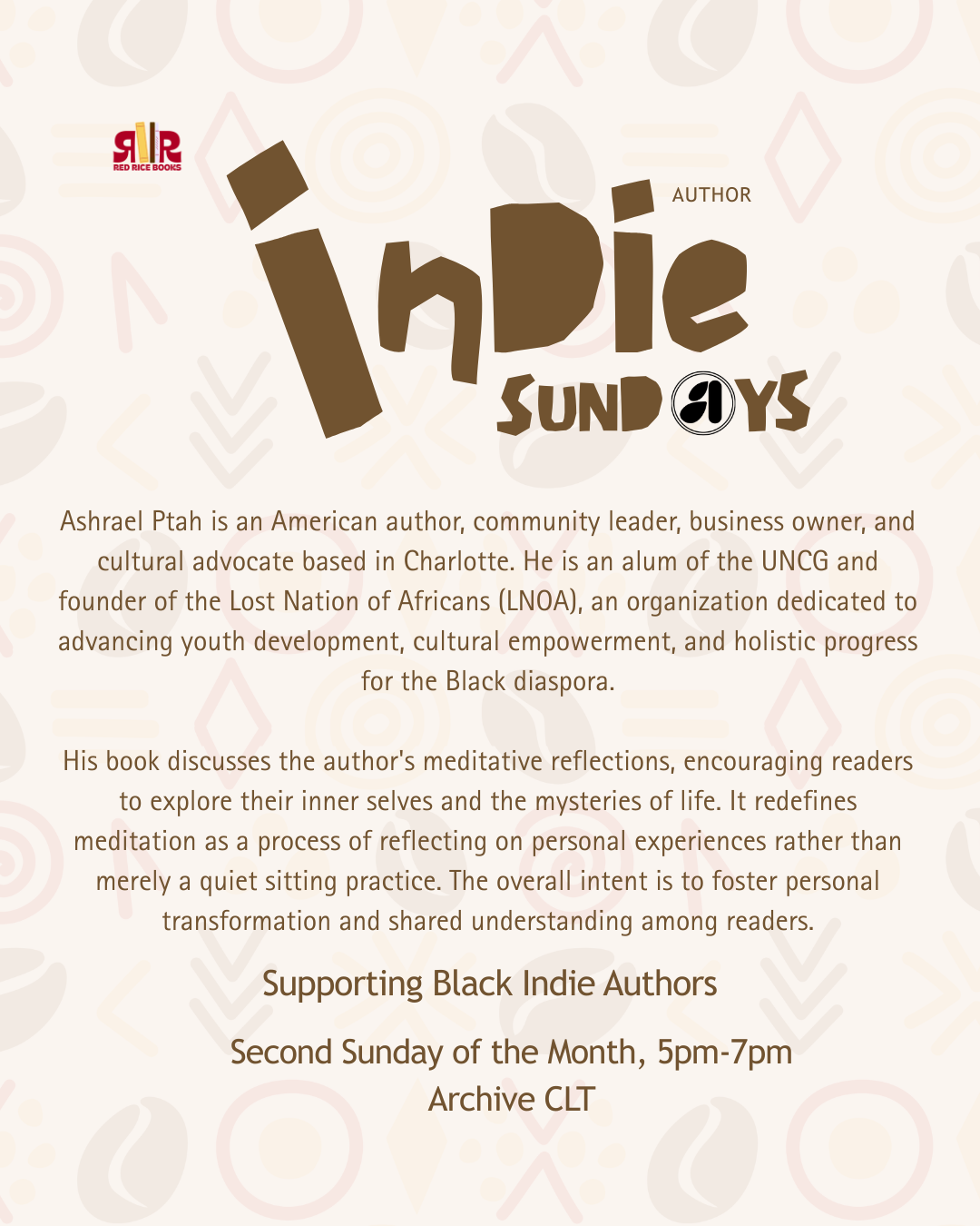 Indie Author Sunday at Archive CLT - Ashrael Ptah