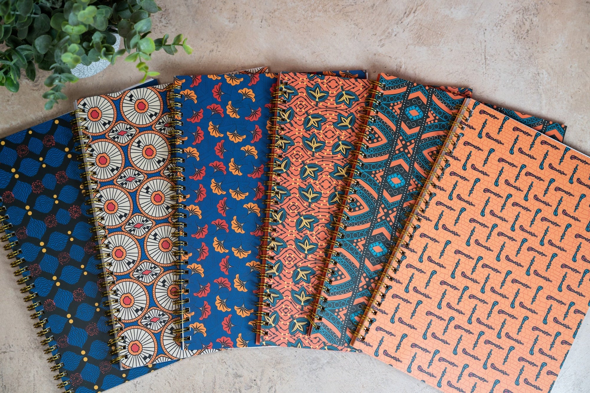 African Print Soft Cover Spiral Notebook - Fans