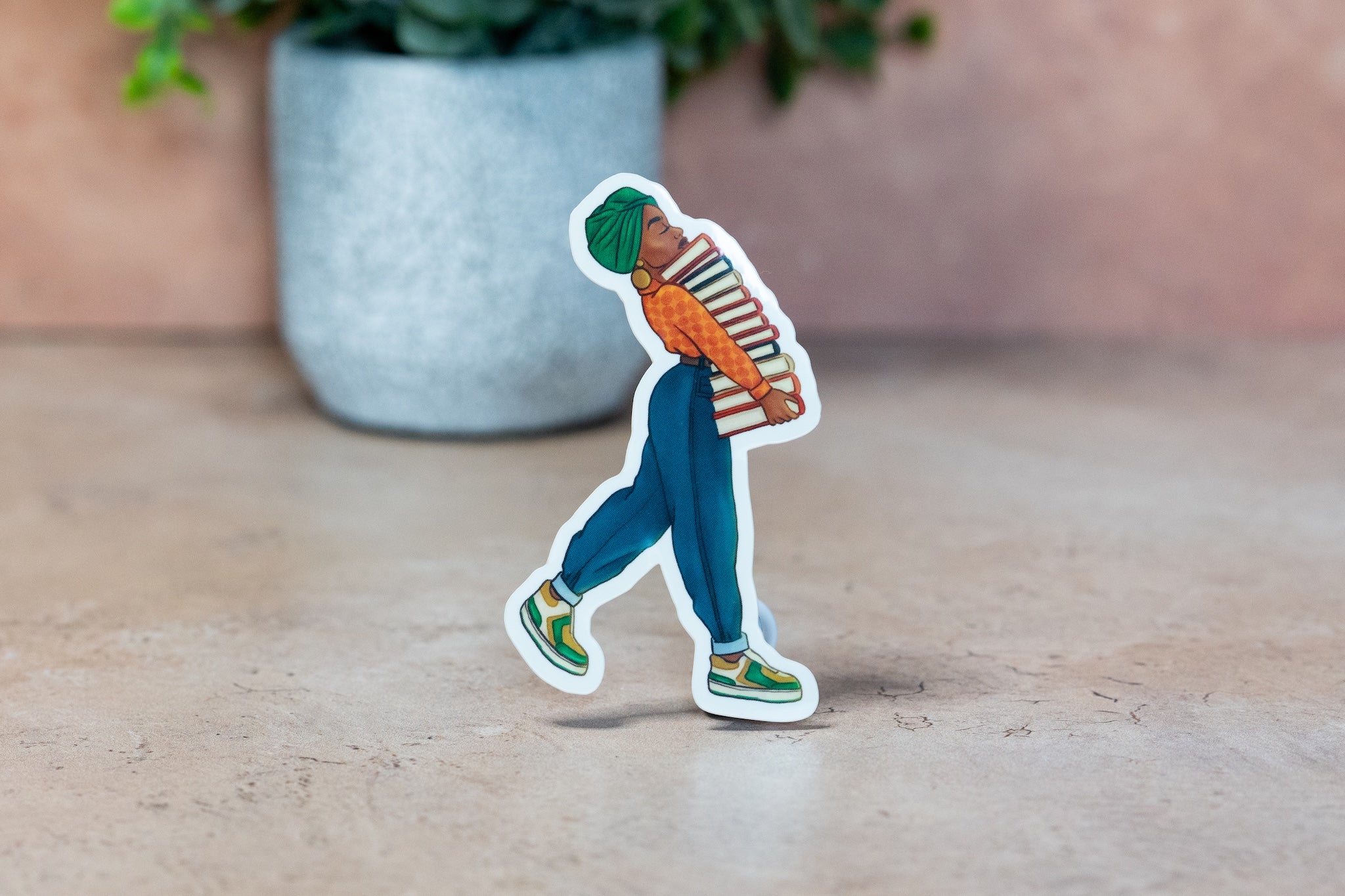 Black Girl Book Stacks Sticker