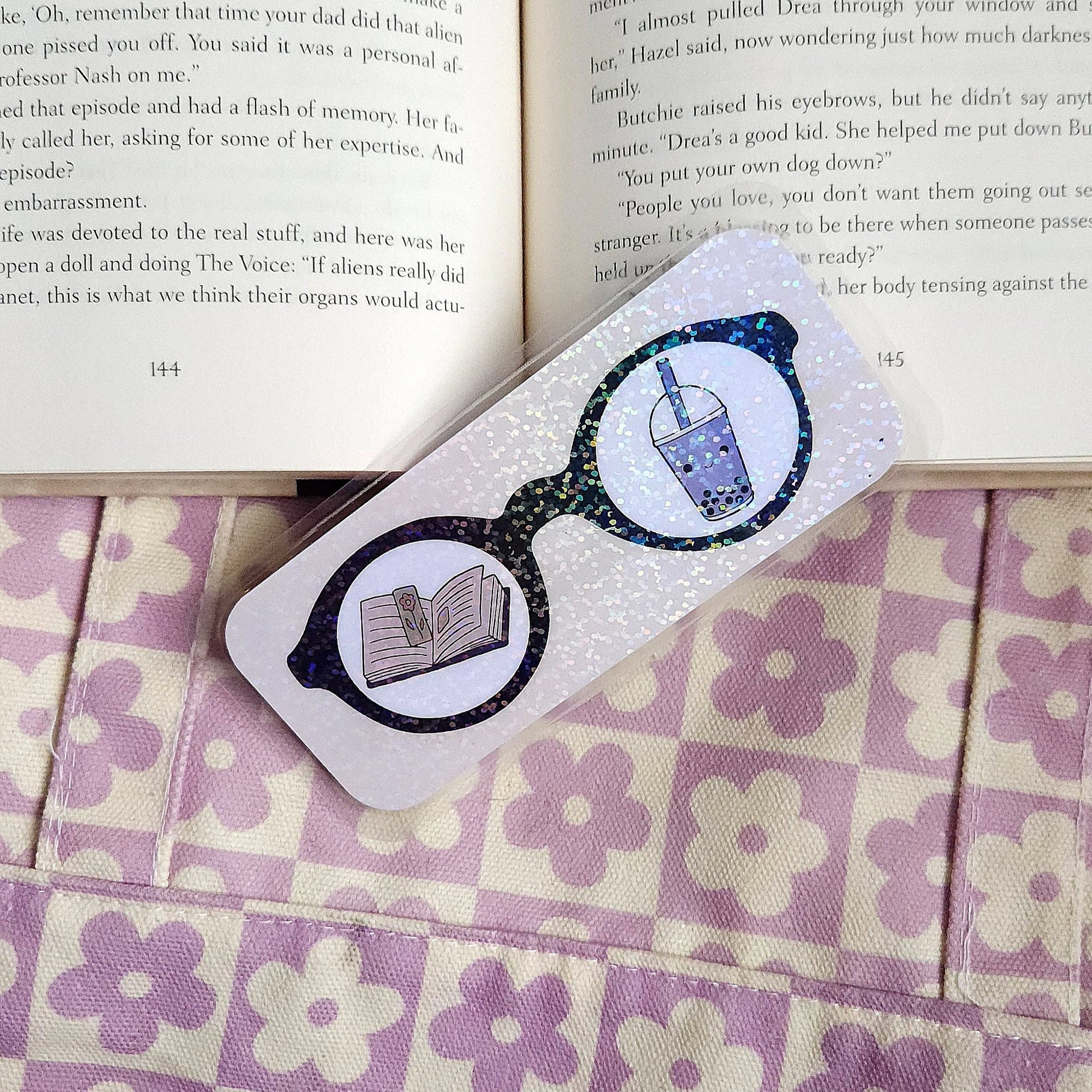 Books & Boba Holographic Bookmark