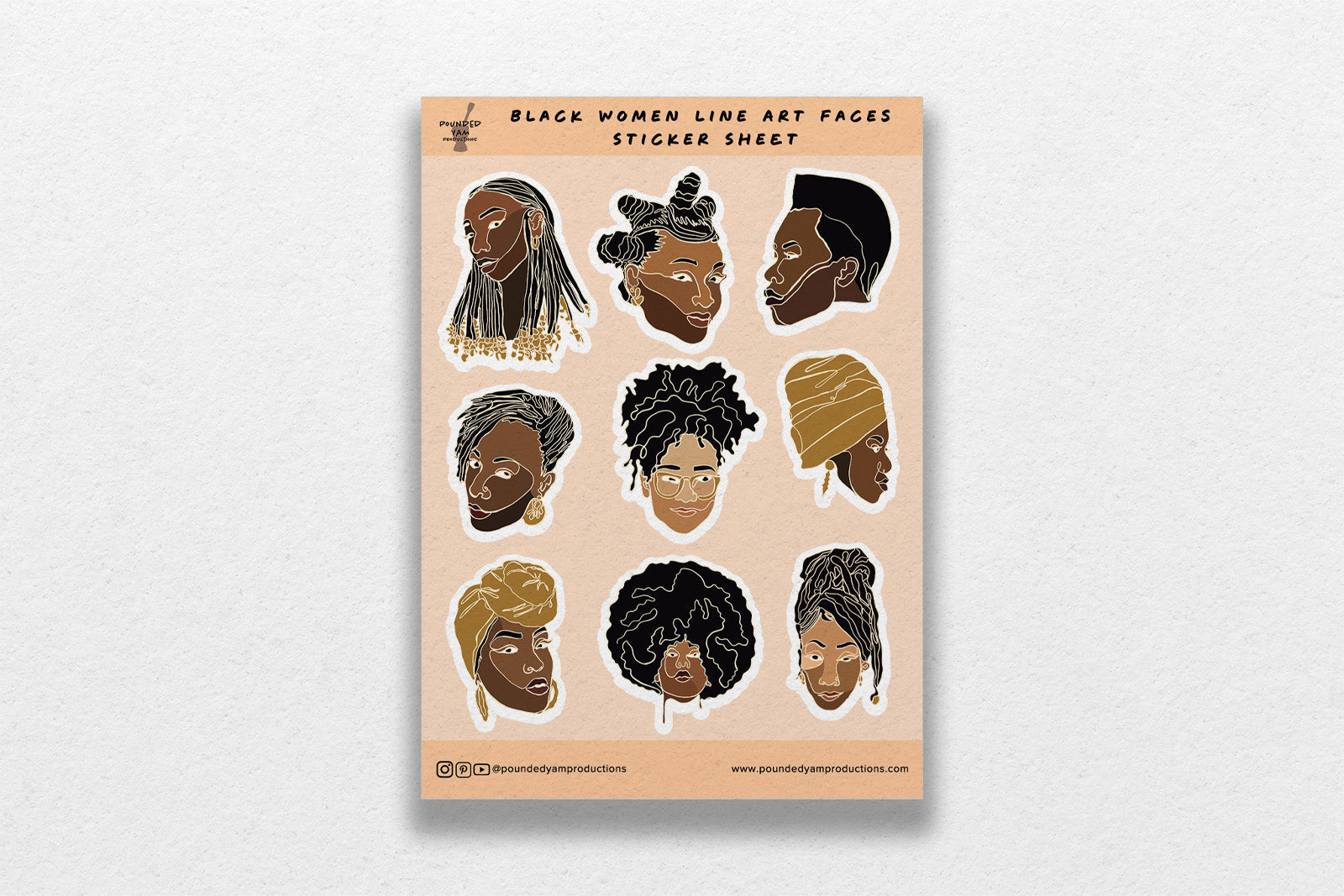 Single Line Black Women Illustrated Sticker Sheets