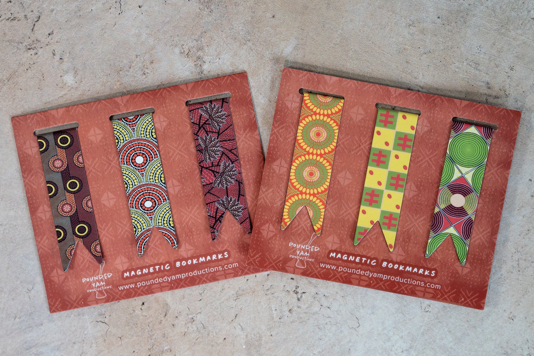 Magnetic Bookmark Set - African Print (Red Blossom, BP, Red and Yellow)