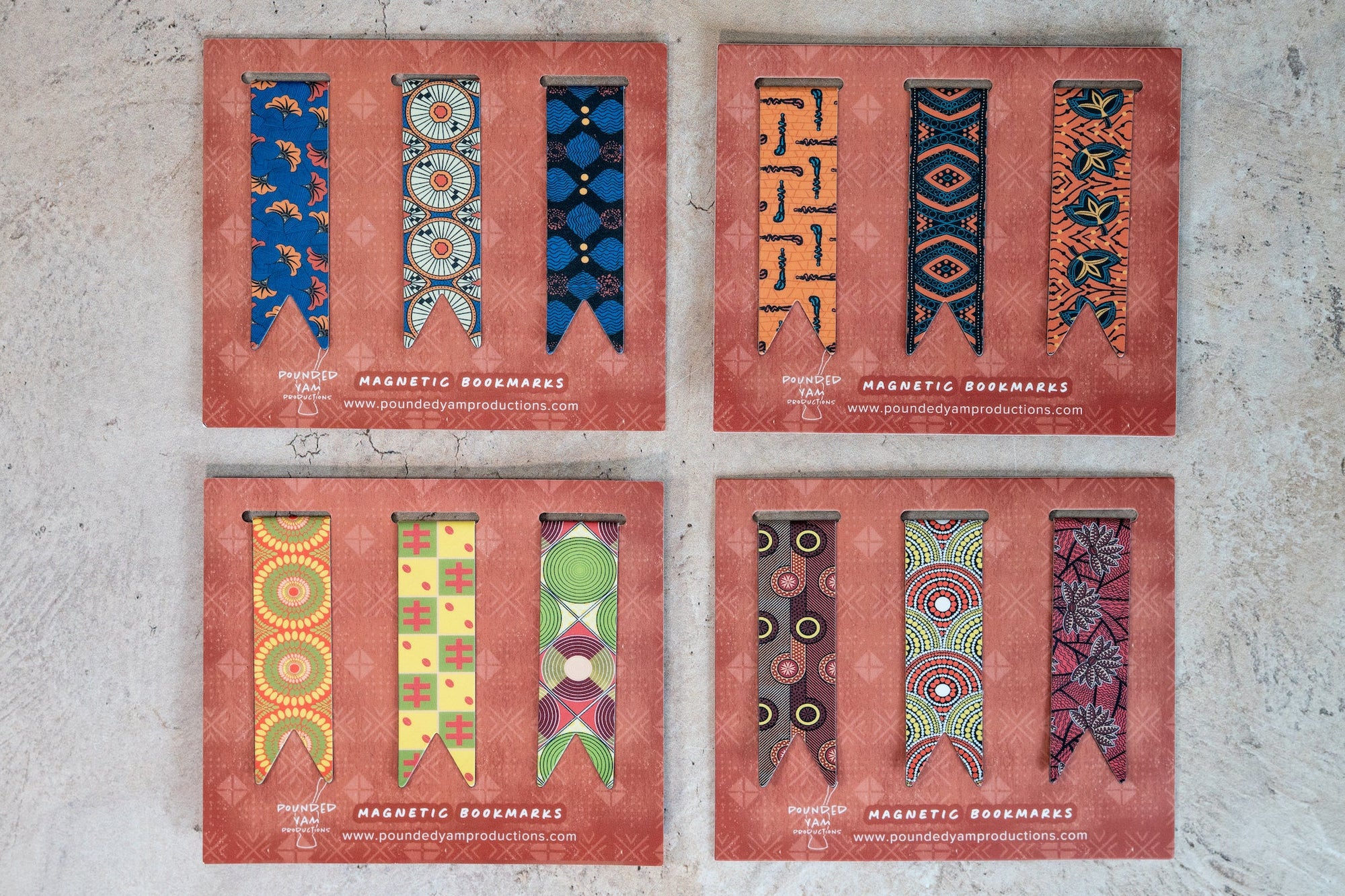 Magnetic Bookmark Set - African Print (Cowries, Discs, Bloom)