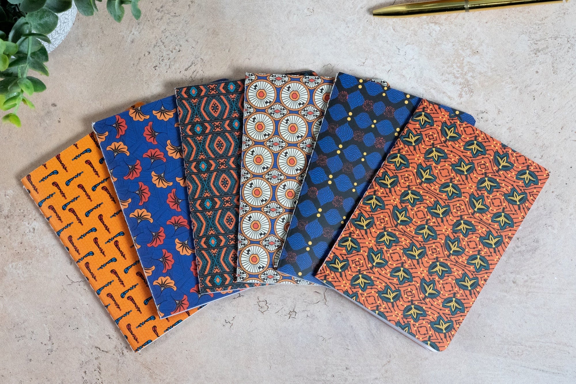 African Print Pocket Notebook - Fans (Ankara)