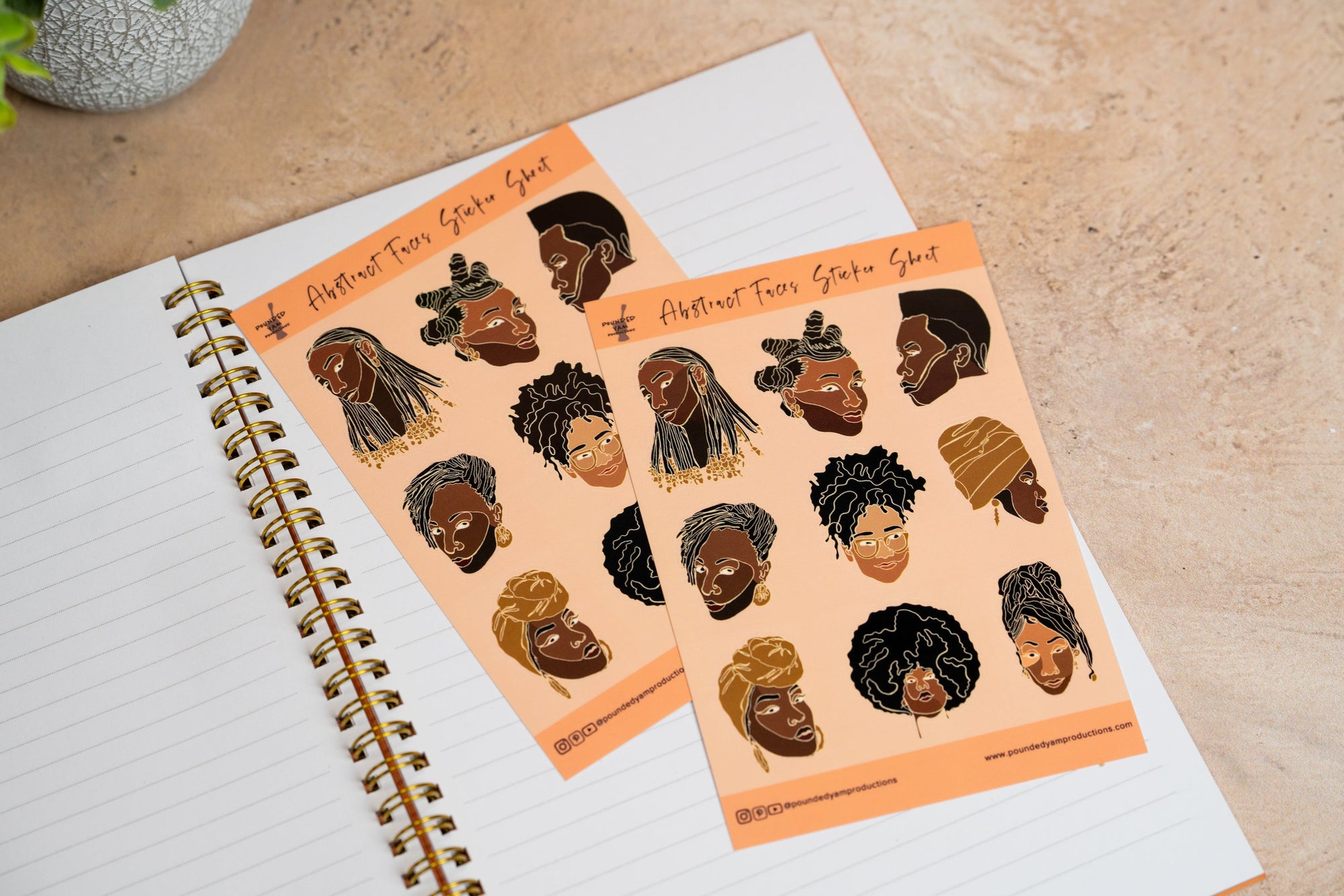 Single Line Black Women Illustrated Sticker Sheets