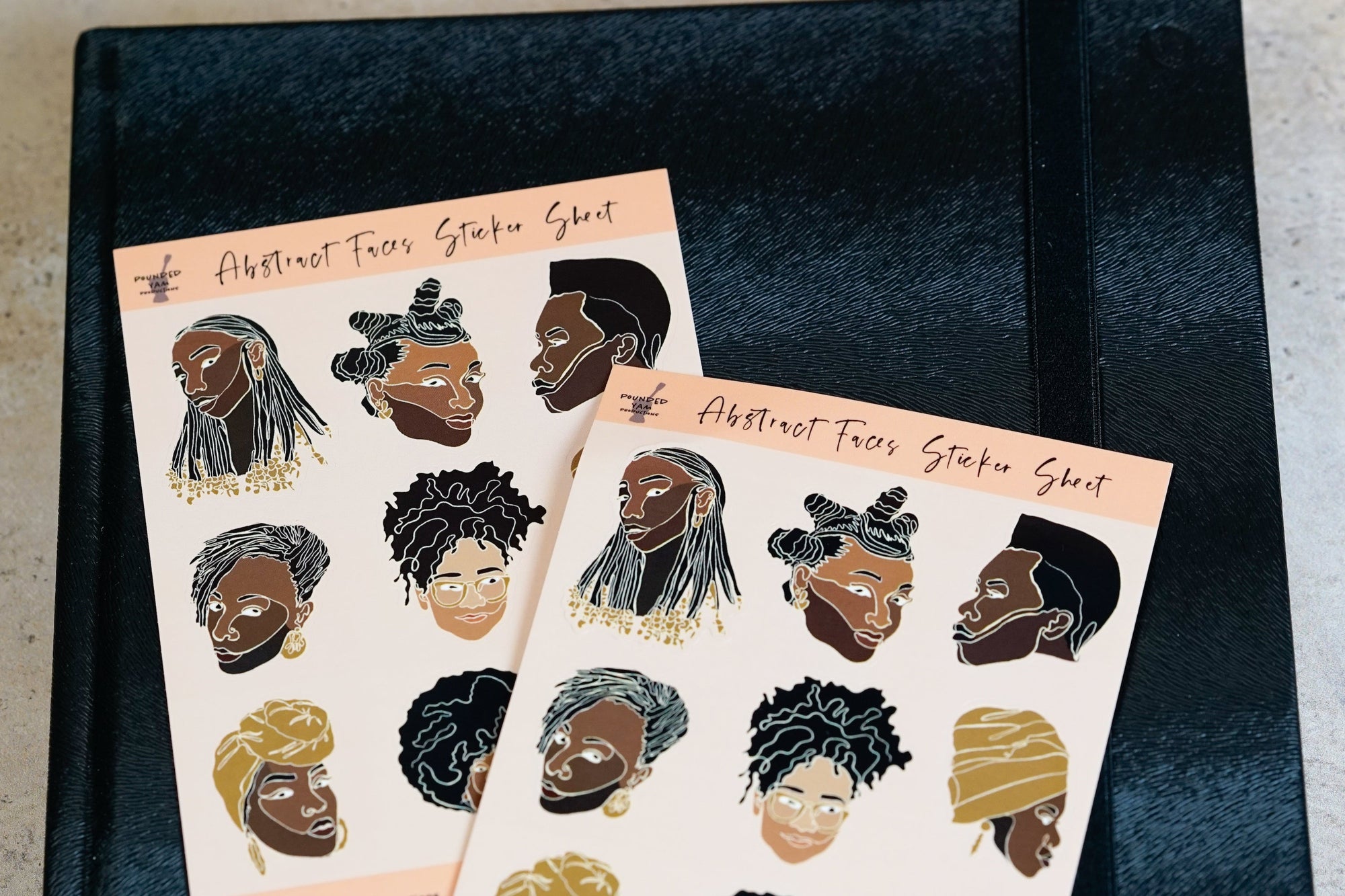 Single Line Black Women Illustrated Sticker Sheets