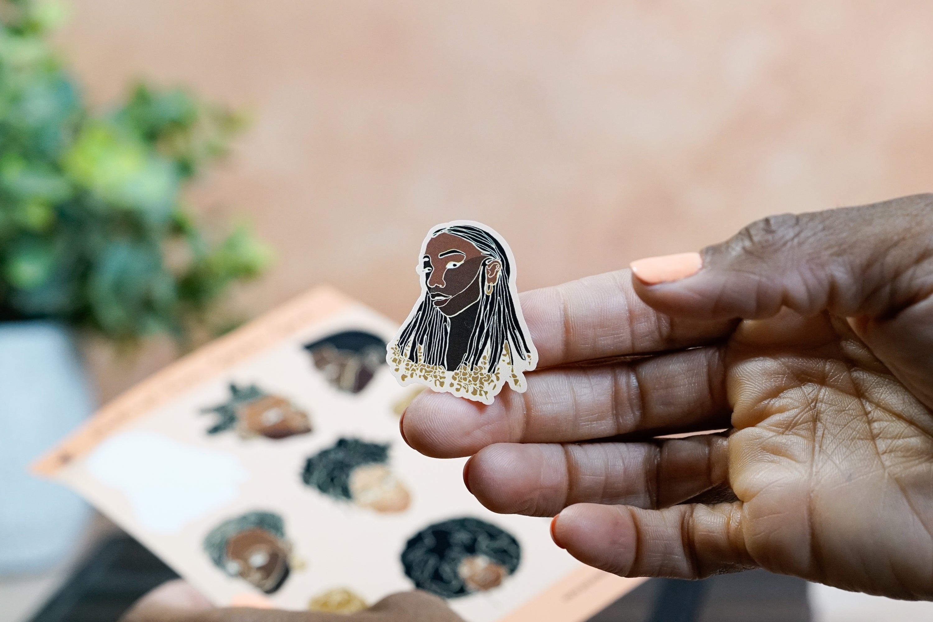 Single Line Black Women Illustrated Sticker Sheets