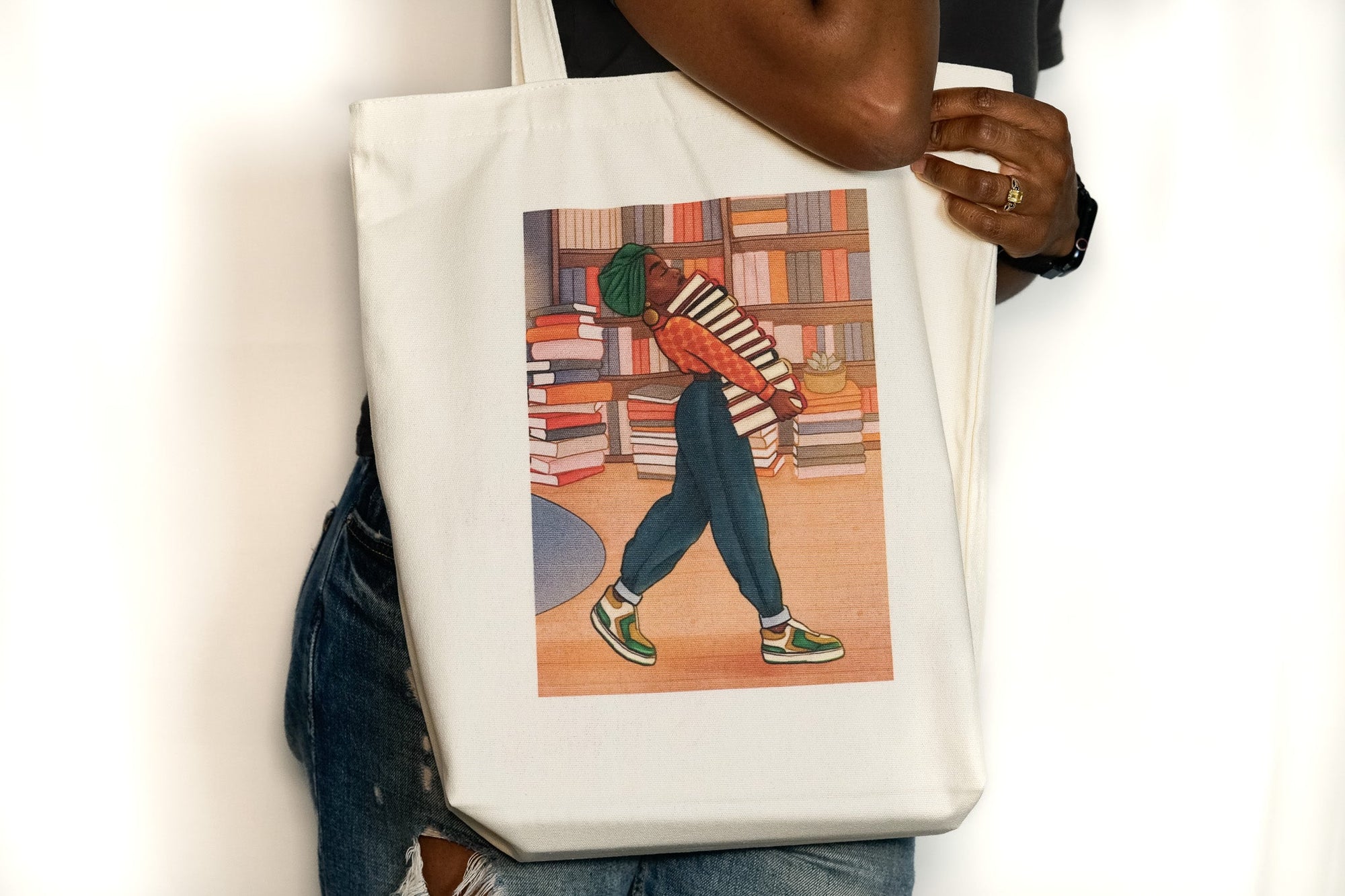 Canvas Tote Bag - Book Stack