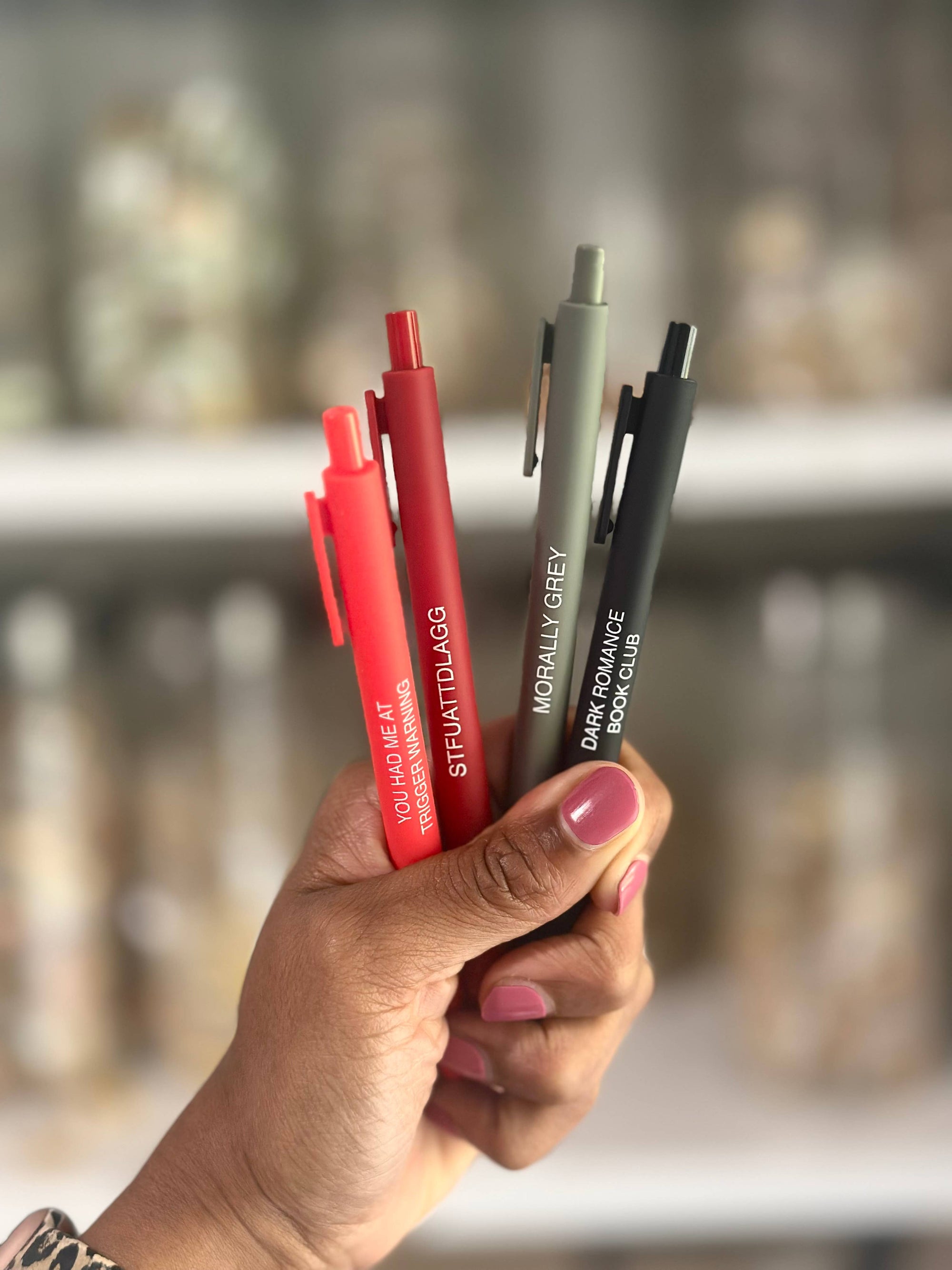 Dark Romance Pen Set – Set of 4 Black Ink Click Pens