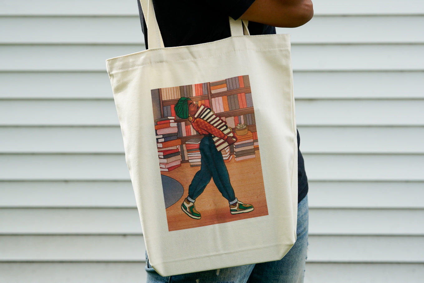 Canvas Tote Bag - Book Stack